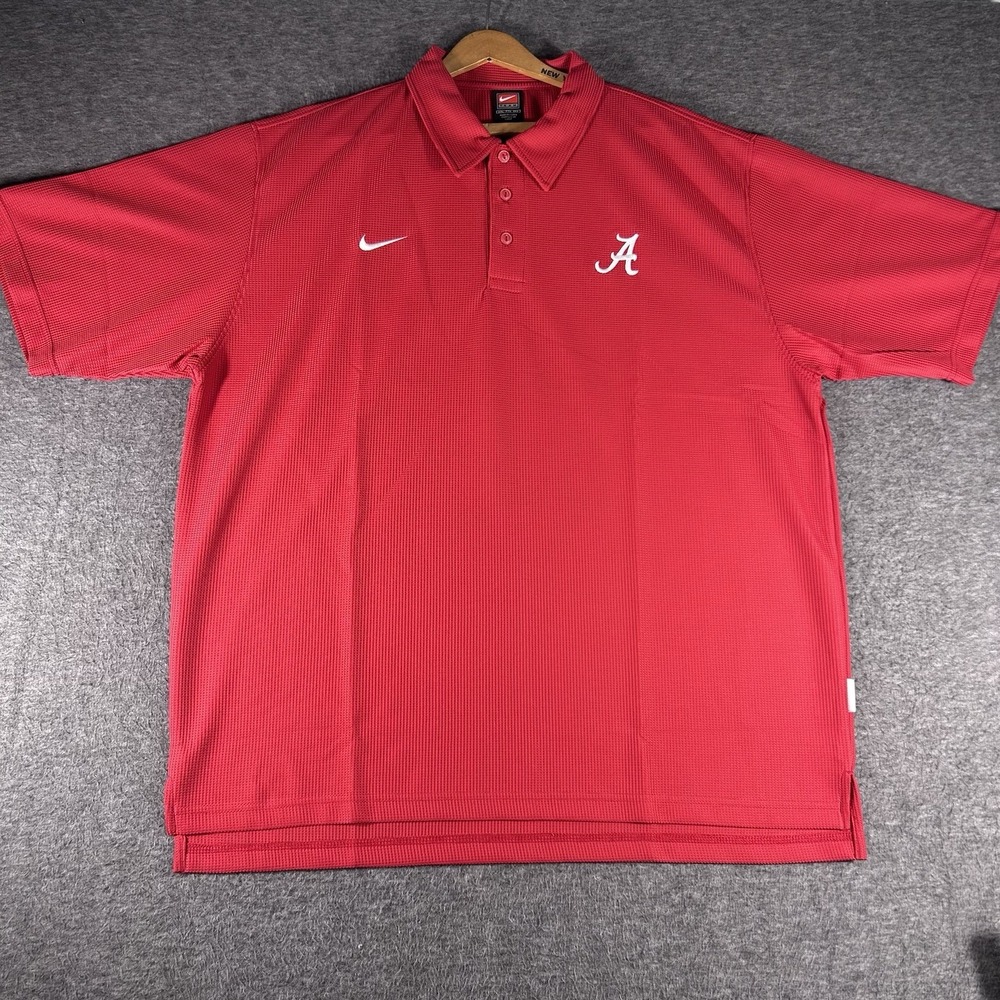 Alabama Crimson Tide Nike Men's Waffle Polo Shirt Red Embroidered 2XL Football